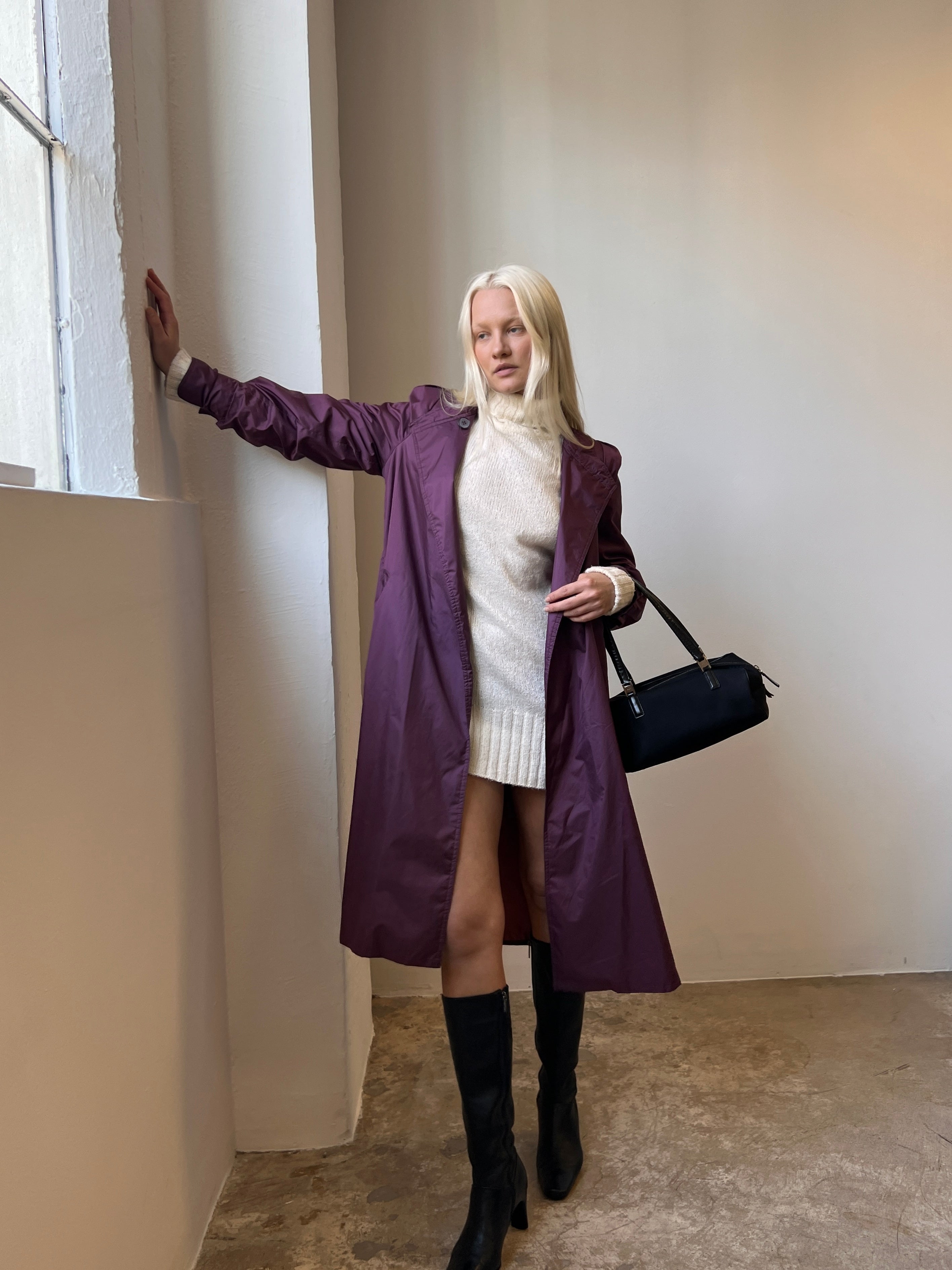 Plum trench outlet coat